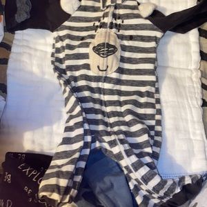 Geru Grey & White Striped Onesie